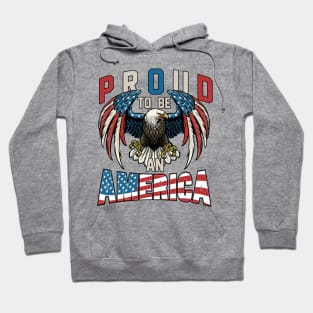 Proud To Be An American Graphic Eagle American Flag Ribbon Hoodie